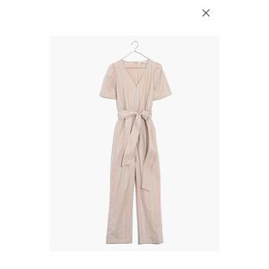 Madewell Striped Puffed Sleeves Tapered Jumpsuit